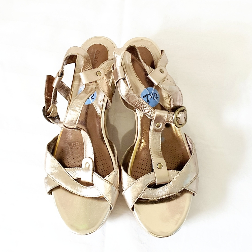 Ciao Bella Metallic Wedge Sandal